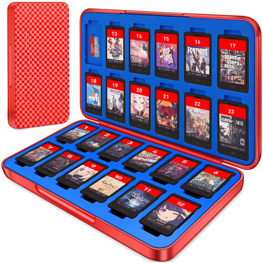 Switch Game Holder Case with 24 refill unit sections and 24 Micro SD Card Storage  Slim Portable Game Organizer Tpartyler Gift Accessories with Magnetic Closure  Protective Hard Shell and Soft Lining