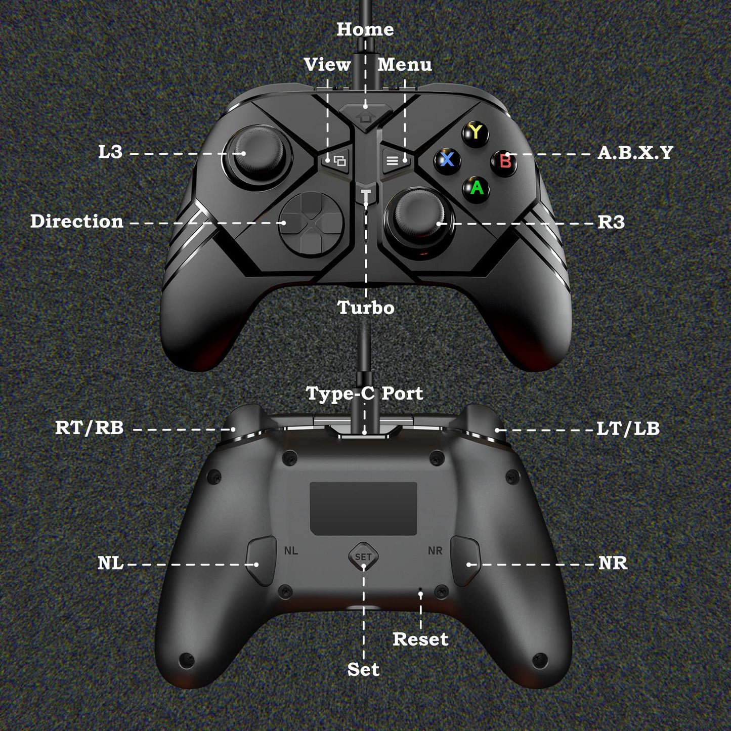 SWVOE Wired Game Controller for X-one Series/X/S & PC, Turbo Function, 3.5mm Audio Jack, Black