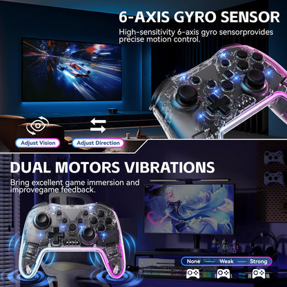 Comdigio Wireless Switch Controller - Ergonomic Gamepad with Joystick, NFC/Wake-Up, Cyan, Model Comgamepad004