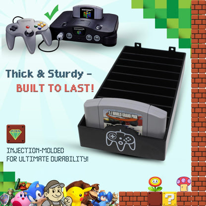 Skywin N64 Game Storage - Stylish 3 Pack Holder for Organizing N64 Cartridges