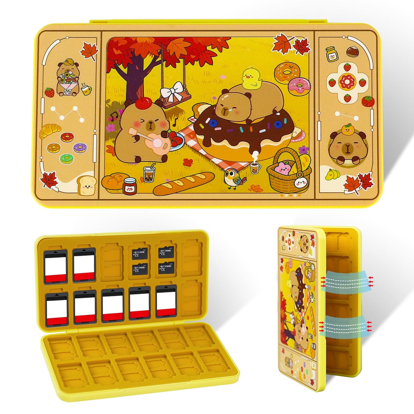 FlyingMage Switch 2 Game Case Holder for Nintendo Switch 2/OLED/Lite Games & Micro SD Cards  Cute Switch2 Game Card Holder Cartridge Case with 24 Slots Game Card Storage - Brown Capybara