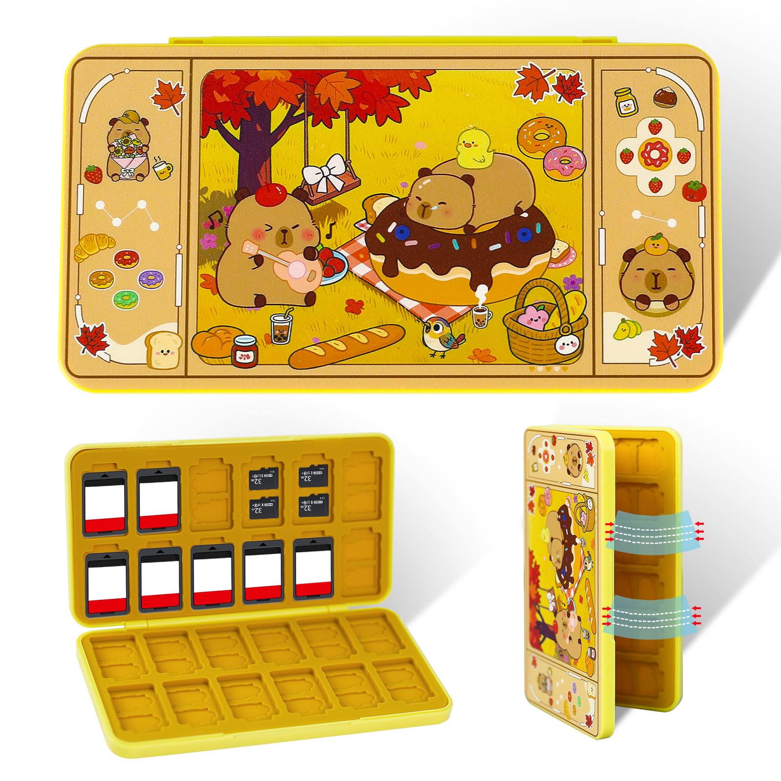 FlyingMage Switch 2 Game Case Holder for Nintendo Switch 2/OLED/Lite Games & Micro SD Cards  Cute Switch2 Game Card Holder Cartridge Case with 24 Slots Game Card Storage - Brown Capybara