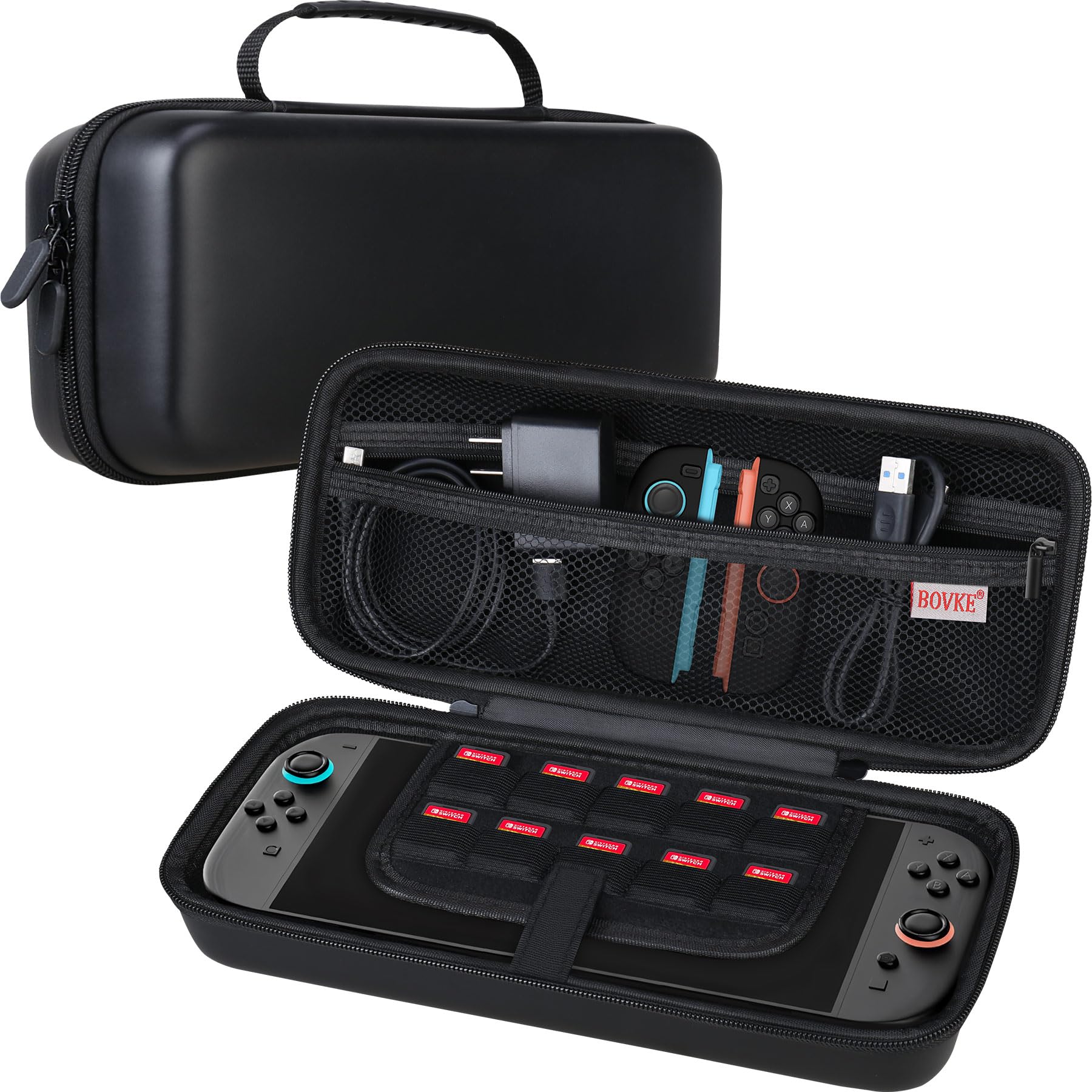 BOVKE Carrying Case for Nintendo Switch 2 - Travel Bag, Extra Space for Accessories, Black, Model V89M2