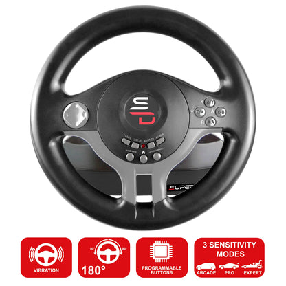 SUBSONIC SV250 Racing Steering Wheel with Pedals & Paddles for Nintendo Switch, PS4, Xbox Series X/S, Xbox One, PC - Black