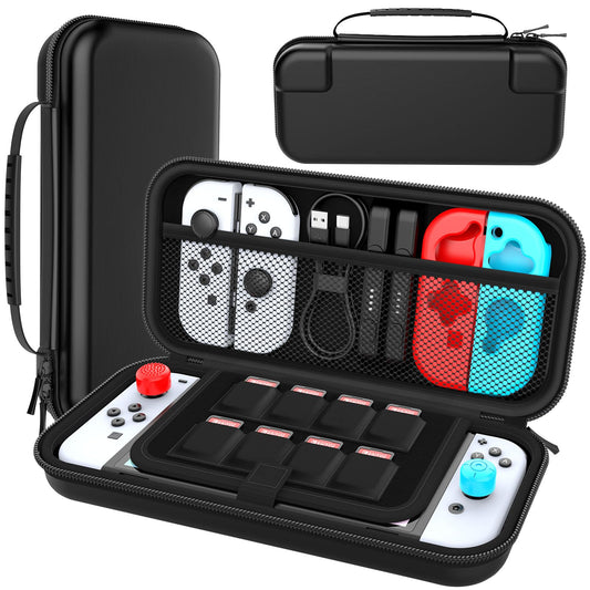 HEYSTOP Carry Case Compatible with Nintendo Switch & Nintendo Switch OLED Model 2021  Portable Travel Carry Case for Accessories and Console  Black