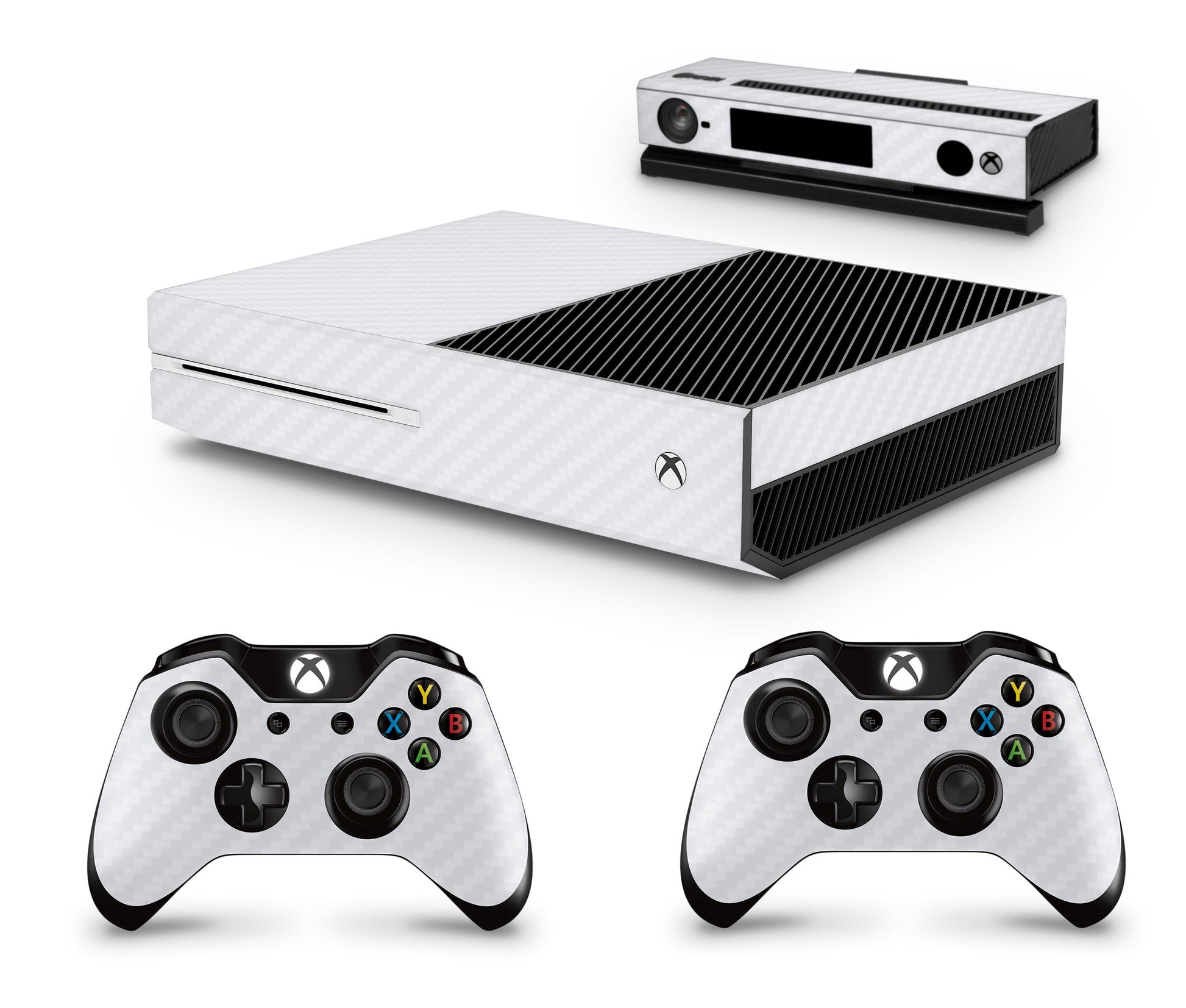 giZmoZ n gadgetZ GNG Carbon White Console Skin Decal + 2 Xbox One Controller Skins - Model GNG-XB-CARB-WHITE-SKINS