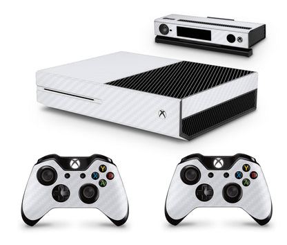 giZmoZ n gadgetZ GNG Carbon White Console Skin Decal + 2 Xbox One Controller Skins - Model GNG-XB-CARB-WHITE-SKINS