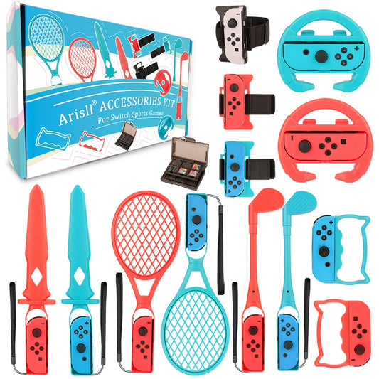 Switch Sports Accessories - Arisll 14 in 1 Switch Sports Accessories Kit for Nintendo Switch Sports Family Accessories Bundle Kit Compatible with Switch/Switch OLED Sports Games