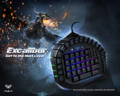 AULA Excalibur One-Handed Mechanical Gaming Keyboard, Blue Switches, RGB Backlit, 9.7 Inch, Model 109R