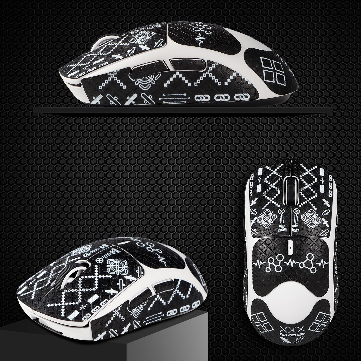 immoenuc Mouse Grip Tape for Logitech G PRO X Superlight - Anti-Slip, Sweat-Resistant, Pre-Cut, Printing Pattern