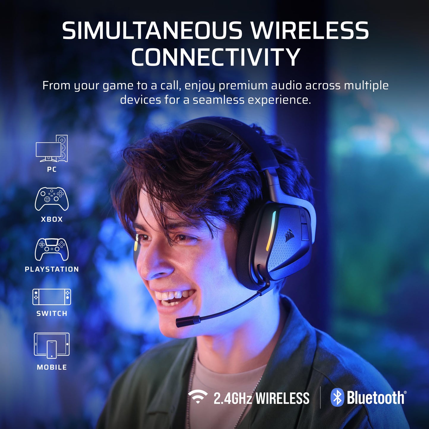 Corsair Void v2 MAX Wireless Gaming Headset for Xbox - 2.4GHz+Bluetooth, Dolby Atmos, 70Hr Battery, Carbon