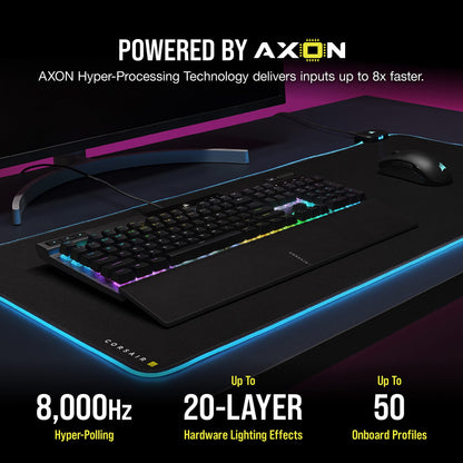 Corsair K70 RGB PRO Mechanical Gaming Keyboard - CHERRY MX Speed, 8,000Hz, Black, PBT Keycaps, Soft-Touch Palm Rest