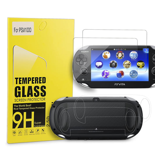 PS Vita 1000 Screen Protector  9H Tempered Glass Front Screen Protector and HD Clear PET Back Screen Protective Film for Sony Playstation Vita 1000