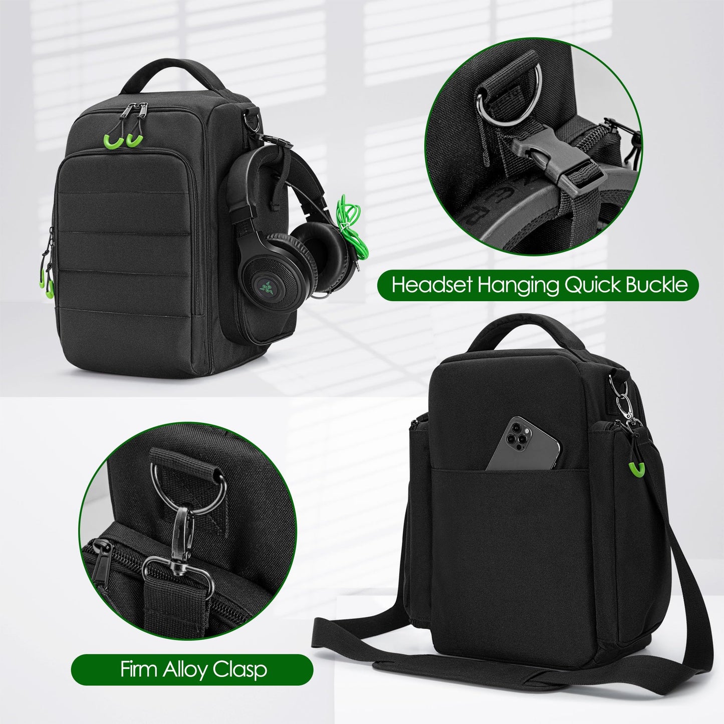 PGmoon Travel Carrying Case for Xbox Series X - Protective Black Bag for Console, Controllers, Cables & Game Discs (Model: CAPG02301)