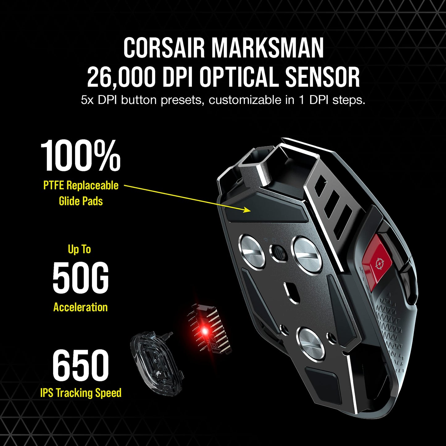 Corsair M65 RGB Ultra Wireless Gaming Mouse - Tunable FPS, Black, Aluminum, Model CH-9319411-NA2
