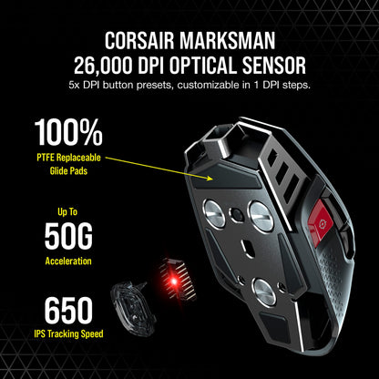 Corsair M65 RGB Ultra Wireless Gaming Mouse - Tunable FPS, Black, Aluminum, Model CH-9319411-NA2