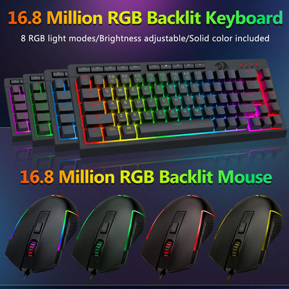 Redragon S157 RGB Wired Gaming Keyboard & Mouse Combo, 60% Compact, 8000 DPI, Black, Anti-Ghosting, RGB Backlit