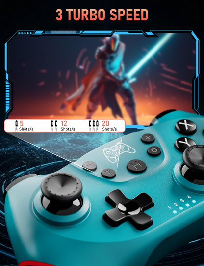 Diswoe Wireless Pro Controller Gamepad for Switch - Blue, ET16801, Vibration, Wakeup, Screenshot Support