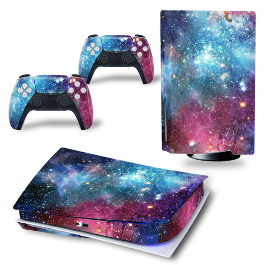 Ps5 Stickers Full Body Vinyl Skin Decal Cover for Playstation 5 Digital Edition Console Controllers (CD Version  Blue Starry Sky)