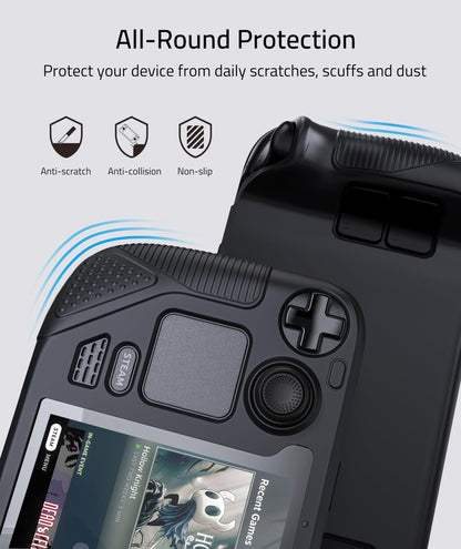 Syntech Protective Case for Steam Deck - All-Round Protection, Non-Slip Grips, Silicone Cover, 30×12×4cm, Black, Model SYNM053B
