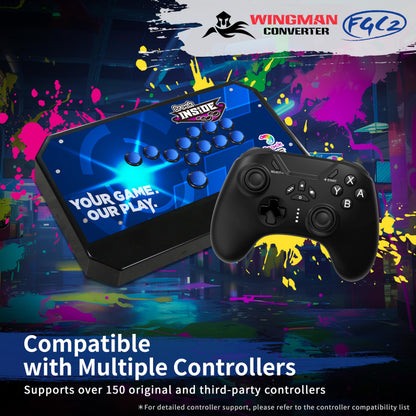 Brook FGC2 Converter - Arcade Joystick Adapter for PS5 & PC, Black & White, Supports All PS5 Games