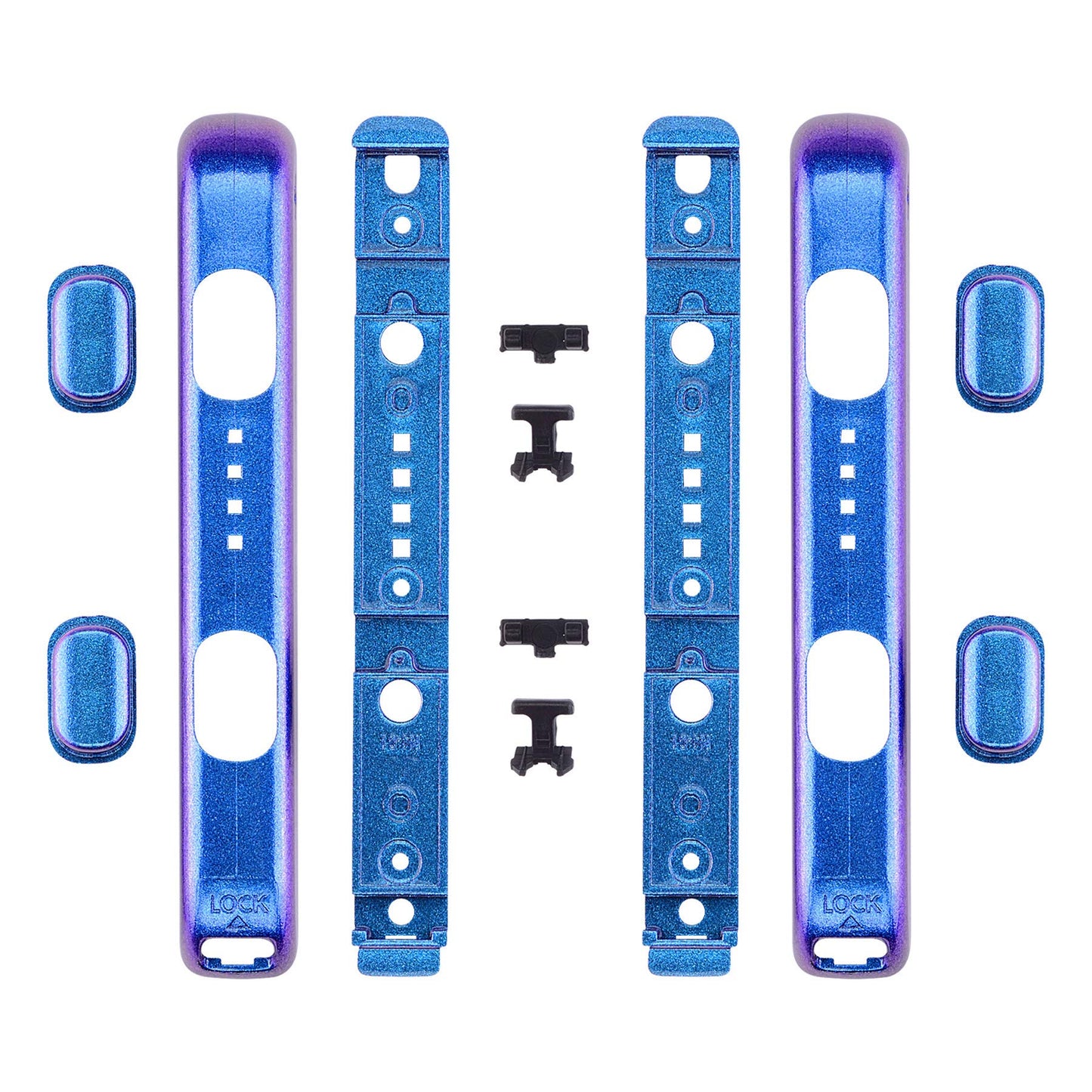 eXtremeRate DIY Replacement Shell for Joycon Strap  Chameleon Purple Blue Custom Controller Wrist Strap Housing Buttons for Nintendo Switch & Switch OLED Model - 2 Pack