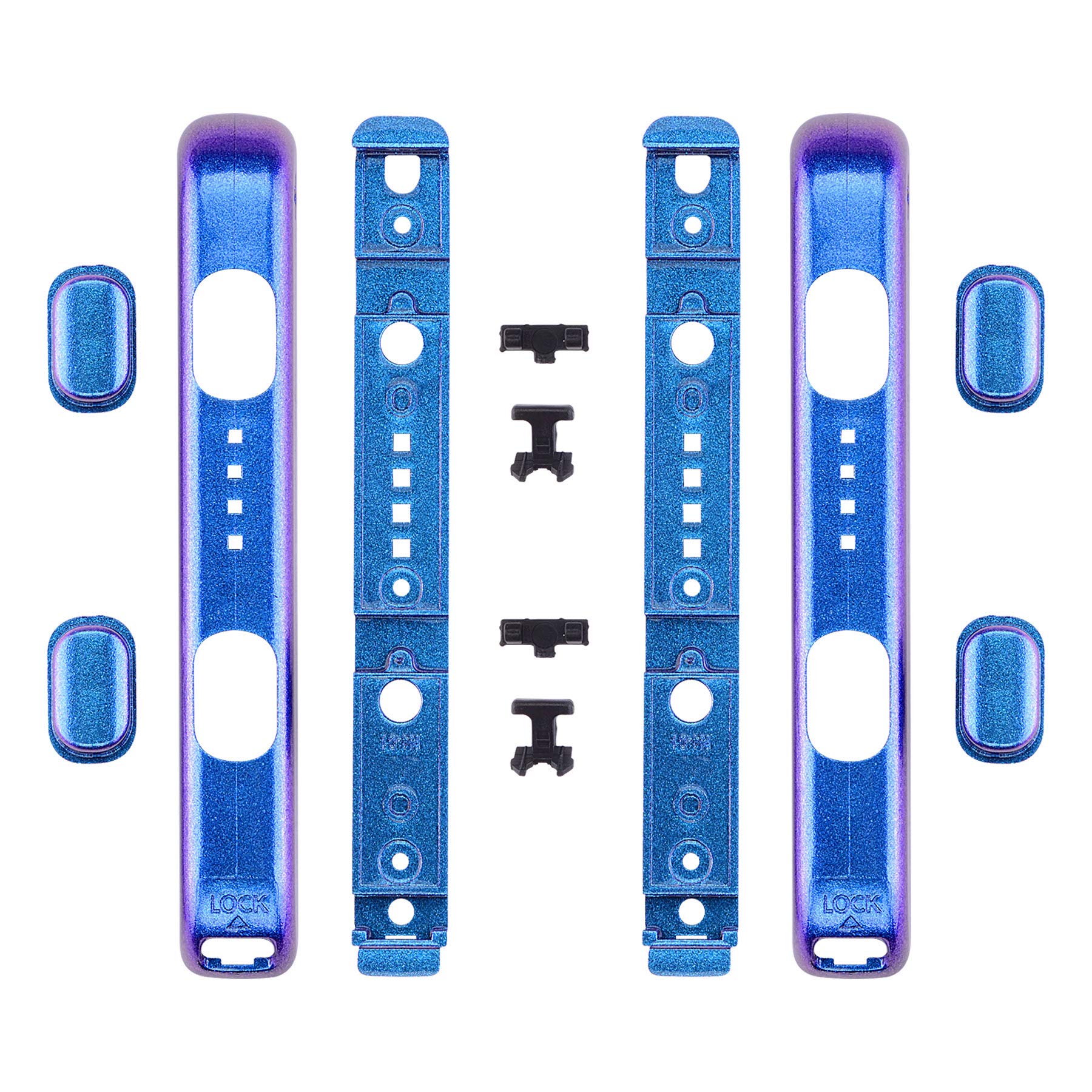 eXtremeRate DIY Replacement Shell for Joycon Strap  Chameleon Purple Blue Custom Controller Wrist Strap Housing Buttons for Nintendo Switch & Switch OLED Model - 2 Pack