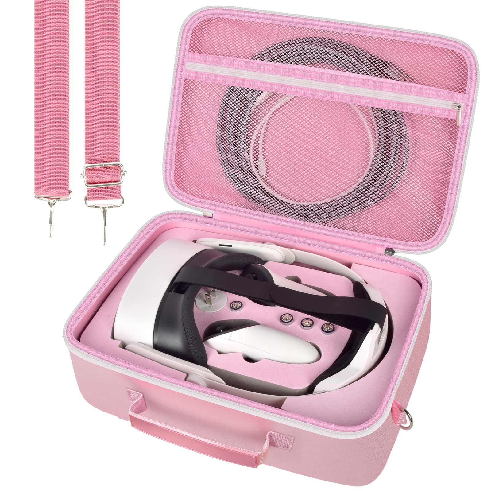 Hard Carrying Case for Meta Quest 3s/ Quest 3/ for Oculus Quest 2 Official Original/fine design Strap VR Headset and Controller Accessories  Portable Tpartyl Storage Bag for Home  Outdoor - Pink (Box Only)
