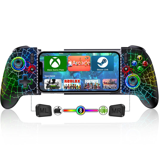 Mocagen Phone Controllers for iPhone/Android with Programmable/Hall Effect Joysticks & Triggers/Dynamic Light/Turbo Handheld Video Gaming for Linux