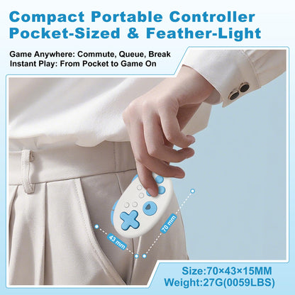 XLX Micro Bluetooth Gamepad - Pocket-sized Mini Controller for Switch, Android, PC & iOS - Blue