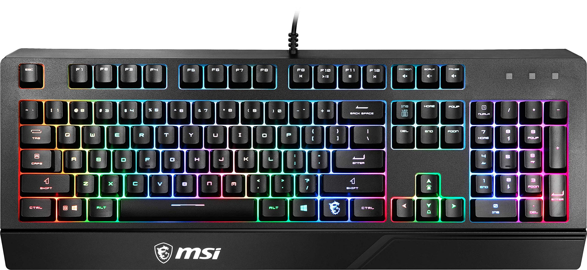 MSI Gaming Backlit RGB Dedicated Hotkeys Anti-Ghosting Water Resistant Gaming Keyboard (Vigor GK20 US), Black