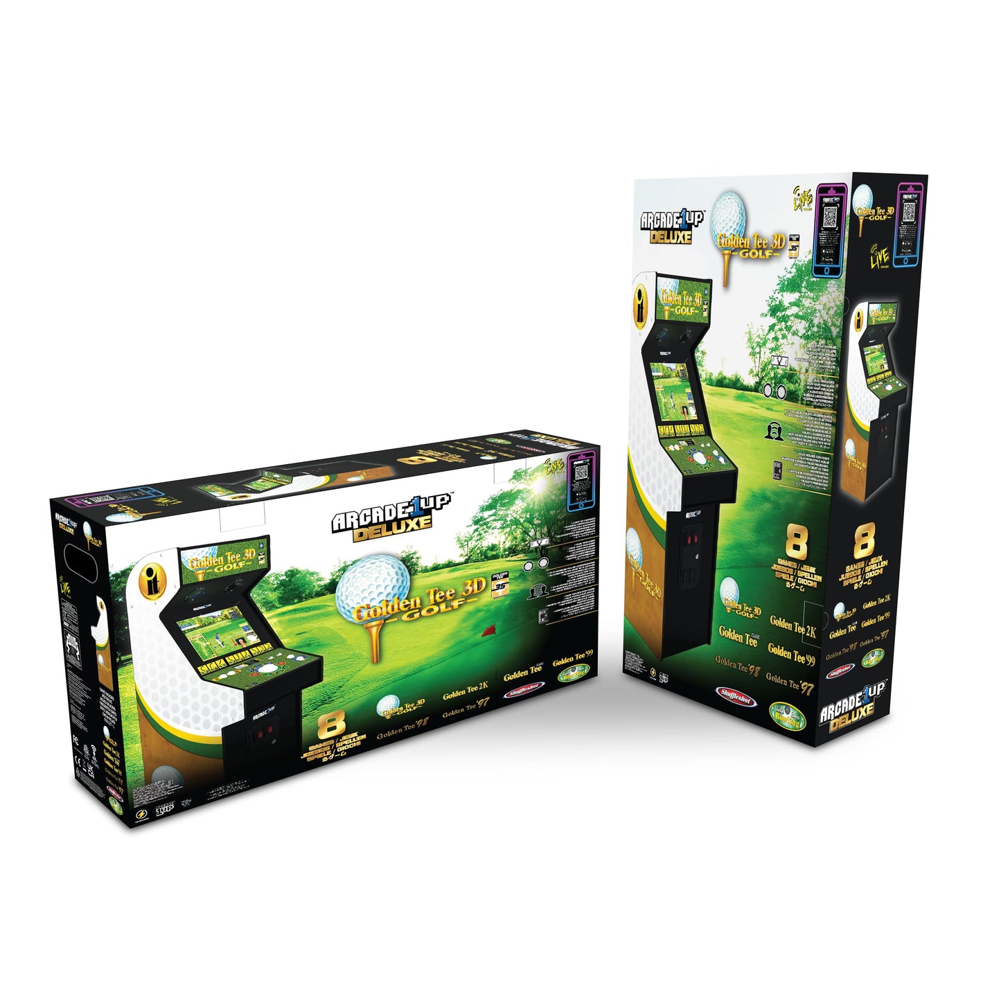 ARCADE1UP Golden Tee 3D Deluxe Arcade Machine - 5-Foot-Tall, Green, Model GLD-A-400311, 8 Classic Games for Home Entertainment