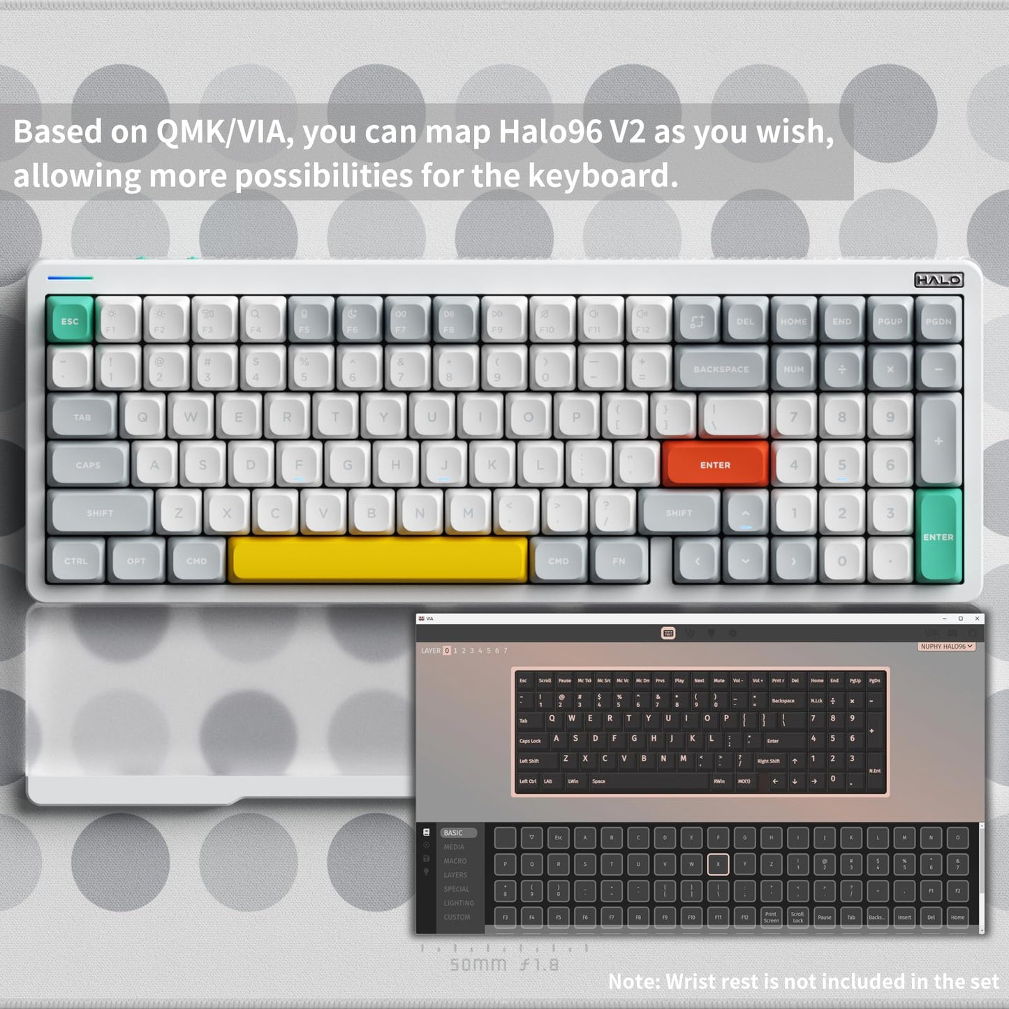 nuphy Halo96 V2 Wireless Mechanical Gaming Keyboard - 96% Layout, 99 Keys, RGB Backlit, Bluetooth/USB-C, Lemon Switches, White