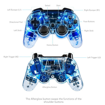 PDP Afterglow Wireless Controller - Signature Blue for PS3, Model 064-015-EU-BL