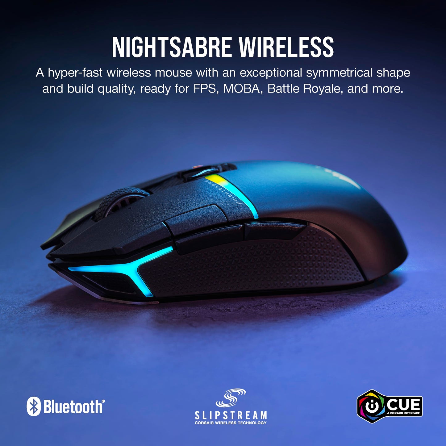 Corsair NIGHTSABRE RGB Wireless Gaming Mouse - 26,000 DPI, 11 Programmable Buttons, Black, Model CH-931B011-NA