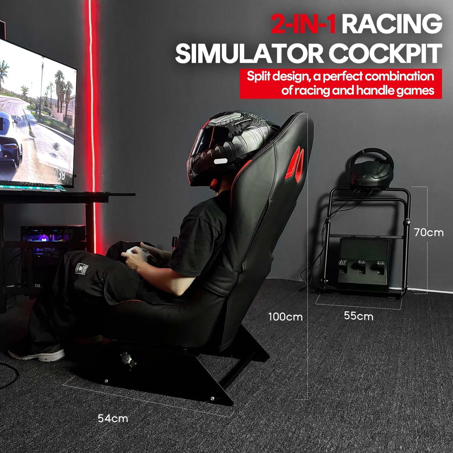 RACGTING Racing Simulator Cockpit - Foldable Adjustable Seat for Logitech & Thrustmaster - Black