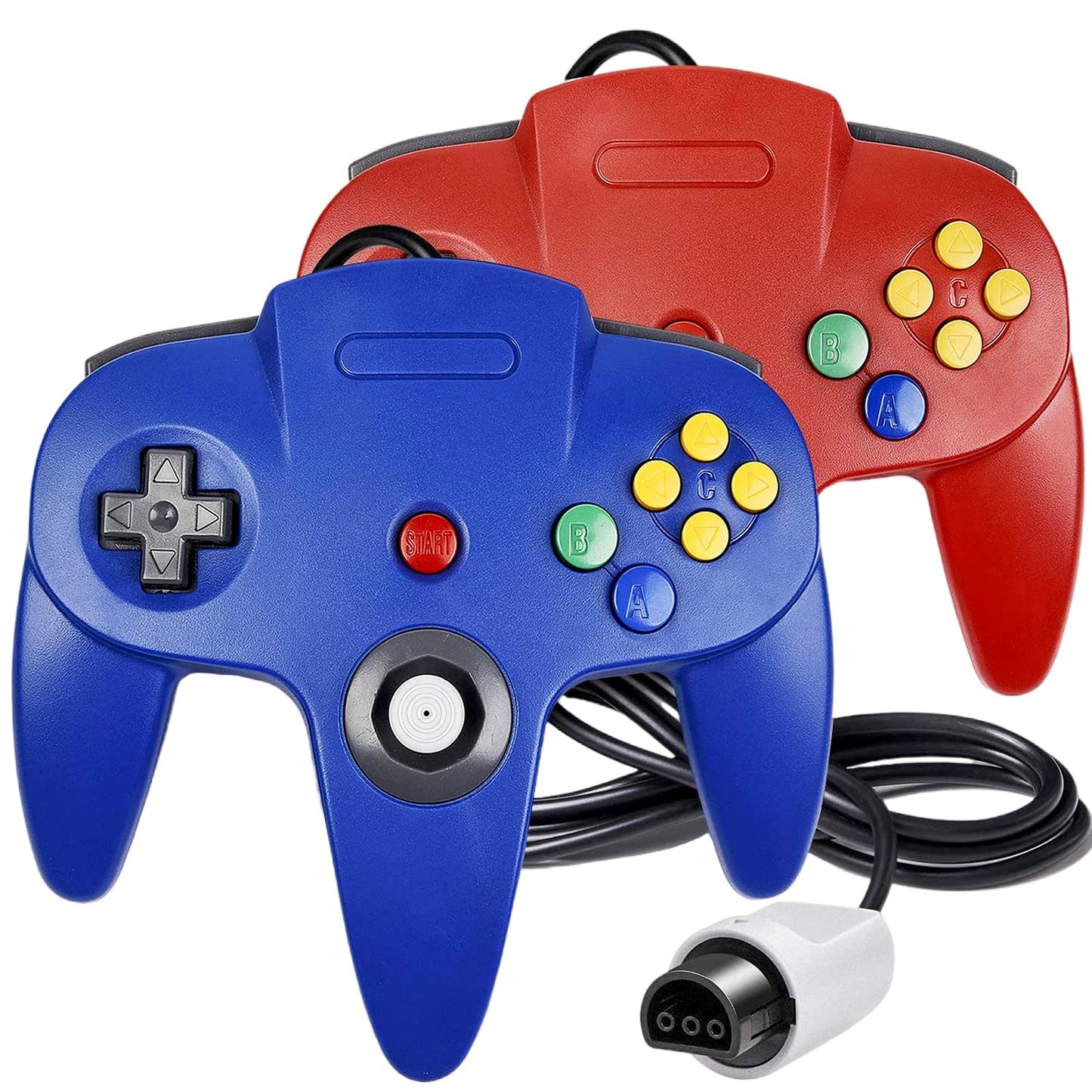 Classic 64 Wired Controller Joystick for N64 Game System N64 Console (2Packs  Red and Blue)