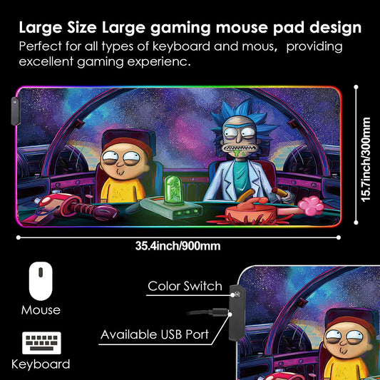 Bimormat RGB LED Gaming Mouse Pad - Large 35.4x15.7 inch Rubber Base Desk Mat for PC/Laptop