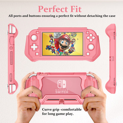 Kailfee Protective Case for Nintendo Switch Lite, TPU Shock-Absorption, Anti-Scratch, Yellow with Built-in Screen Protector & Thumb Grip Caps