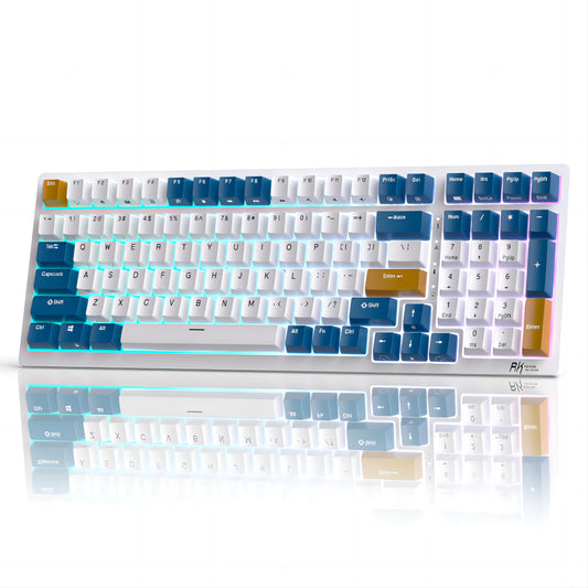 RK ROYAL KLUDGE RK98 Wireless Mechanical Keyboard  Triple Mode 2.4G/BT5.1/USB-C Hot Swappable Keyboard with Number Pad  Pre-lubed Clicky Switches RGB Backlit Gaming keyboard  Software Support