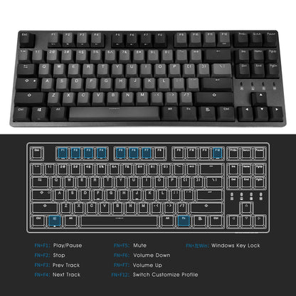 DURGOD Taurus K320 TKL Mechanical Gaming Keyboard - 87 Keys, Cherry Red, Black, PBT, USB Type C, NKRO