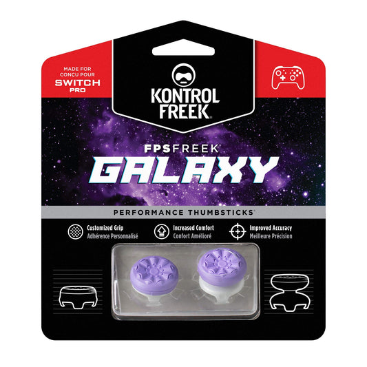 KontrolFreek FPS Freek Galaxy Thumbsticks for Nintendo Switch - 1 Mid-Rise, 1 High-Rise Concave, Purple, Rubber
