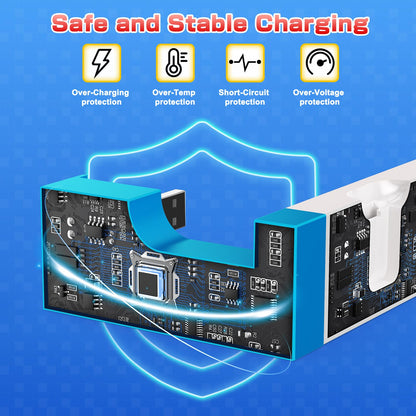 Klipdasse Charging Dock for Nintendo Switch & OLED Model – LED Indicator, Charges 4 Joycons, Blue-White, Model NT170DW