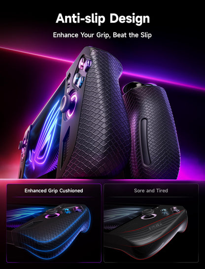 JSAUX Silicone Grip Protection Case for ROG Ally X - Black, Model PC0113, Includes Left & Right Sleeves