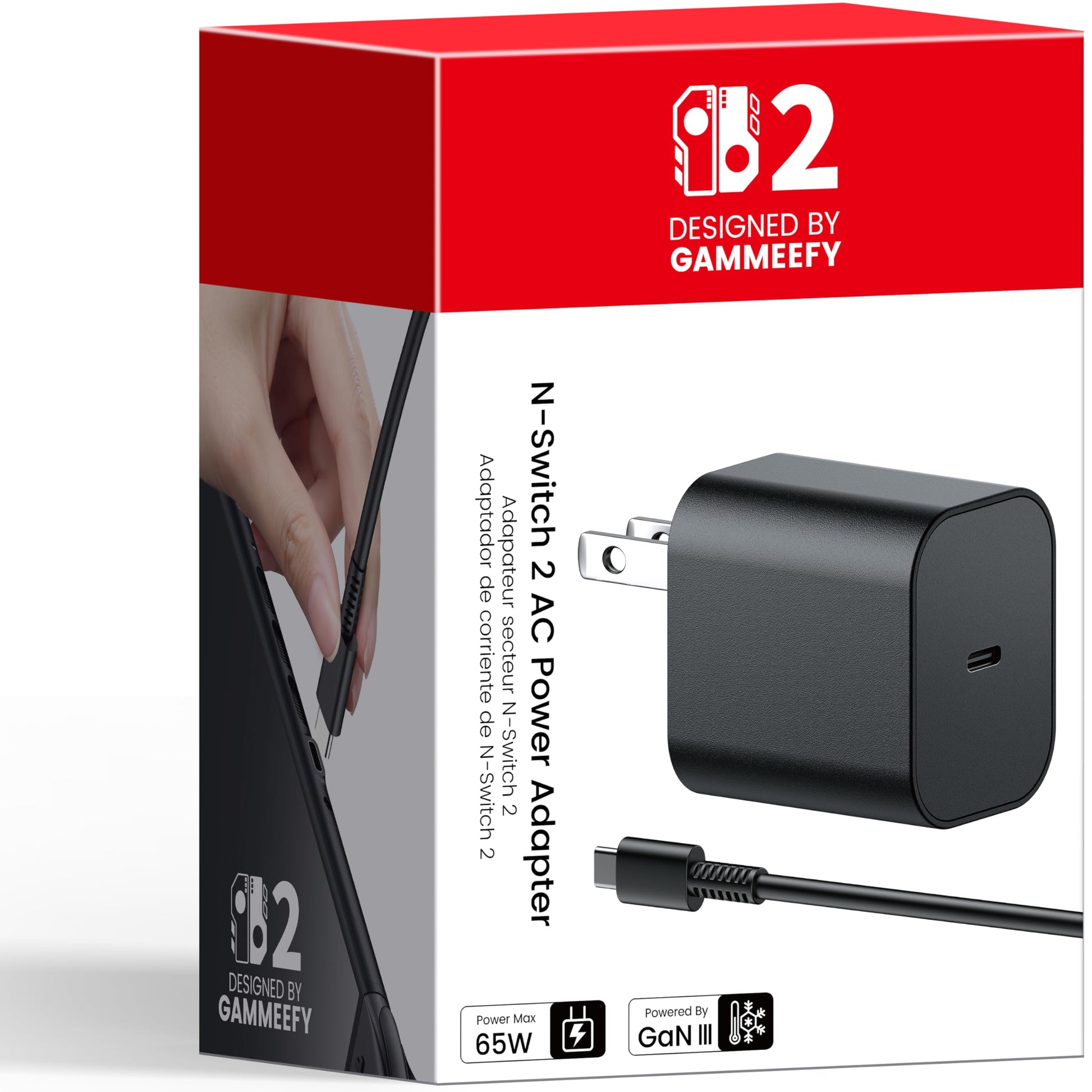 65W Switch 2 Charger with 10FT(3M) Cable - GaN3 AC Power Adapter for Nintendo Switch/OLED/Lite & Steam Deck/OLED  Original Quality  Supports 4K TV Mode  PD3.0 Fast Charger for PS4 Controller  Galaxy