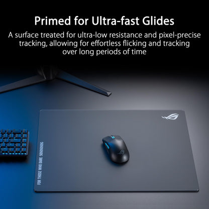 ASUS ROG Moonstone Ace L Gaming Mouse Pad - 19.7” x 15.7”, Ultra-Smooth Black Tempered Glass, Anti-Slip Base, Scratch Resistant