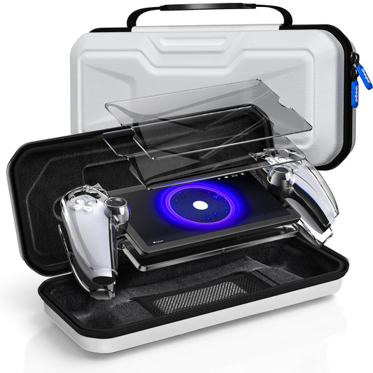 Accessories Kit for Playstation Portal Case  EVA Carrying Case for PS5 Portal  Hard PC Clear Protective stone Cover Case and 2 Pack HD Tempered Glass Screen Protector for Ps Portal Accessories