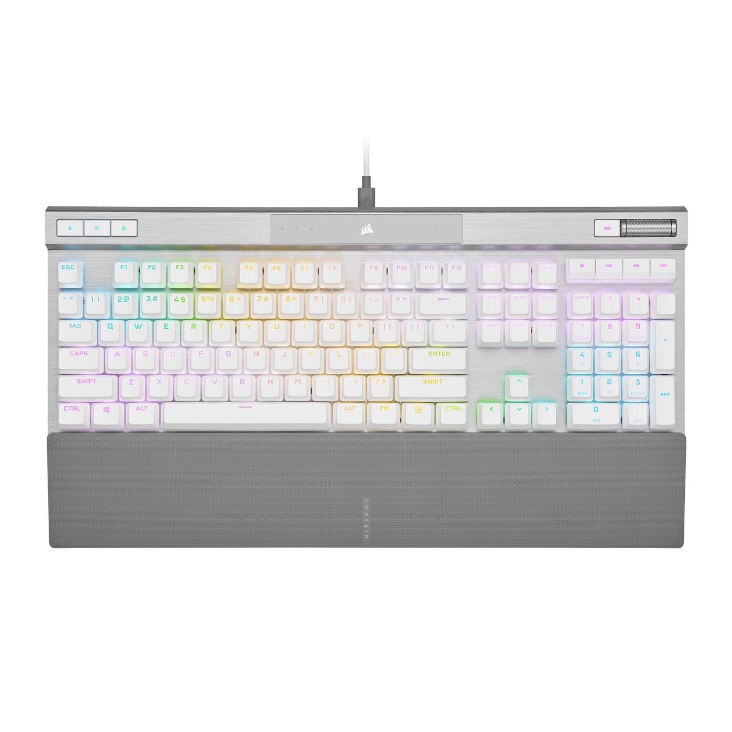 Corsair K70 PRO RGB Optical-Mechanical Gaming Keyboard - OPX Linear Switches, PBT Keycaps, White, CH-910951A-NA