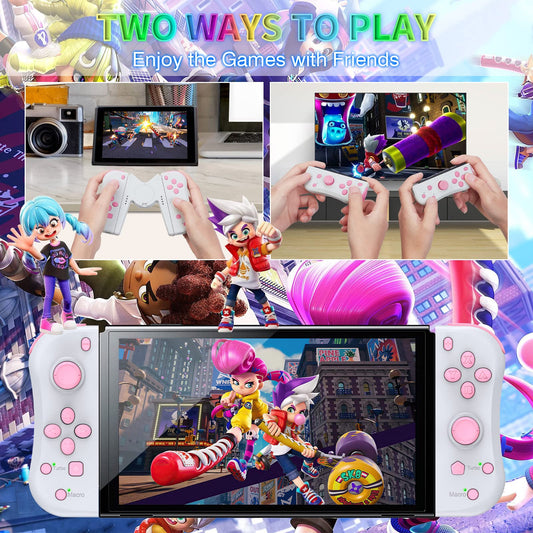 Joy Con Controller Replacement Campatiable for Nintendo Switch - Left and Right Neon Joycon with Wrist Strap, Alternatives for N