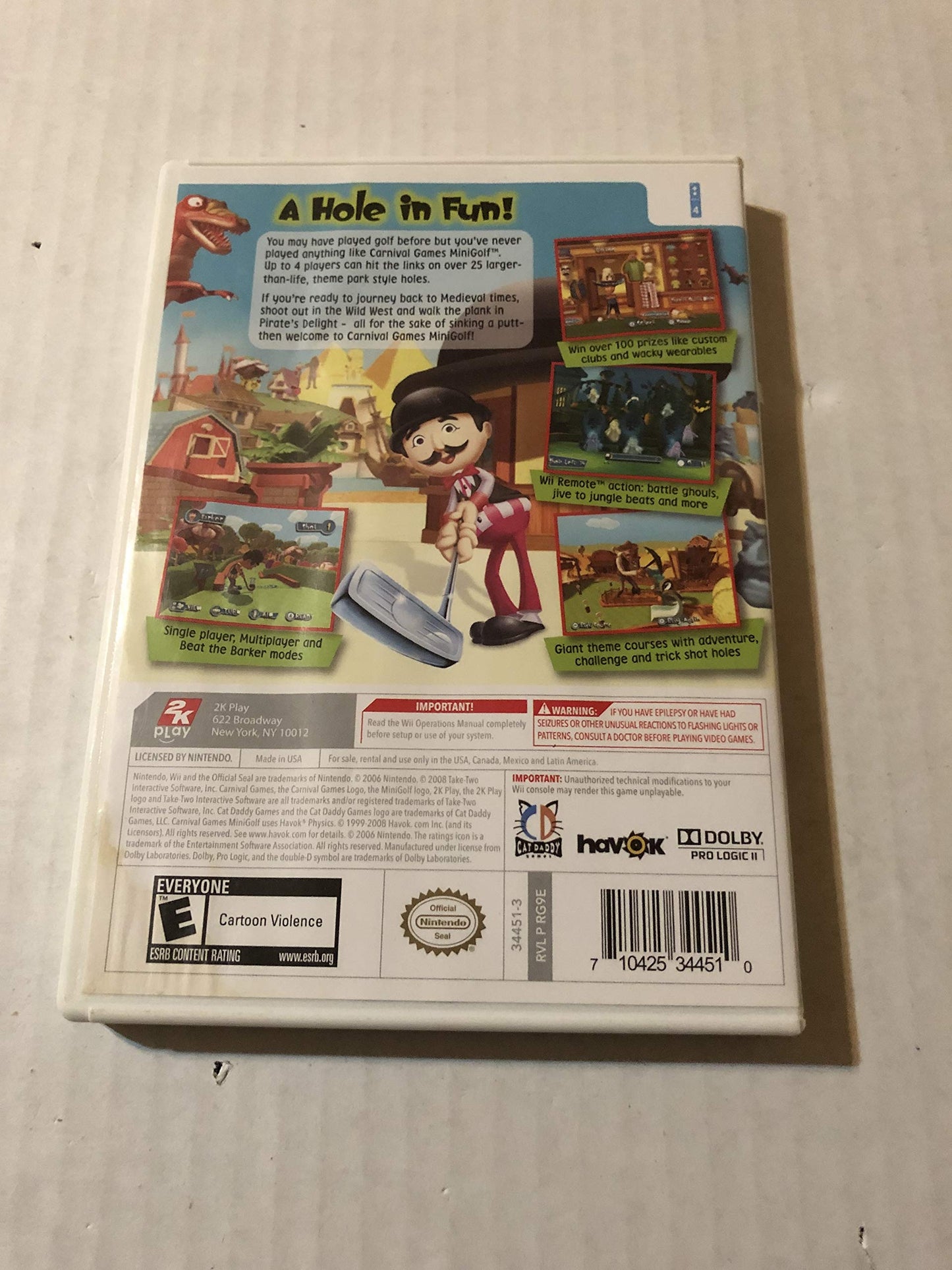 2K Carnival Games: MiniGolf for Nintendo Wii - Fun Golfing Experience, Model 710425344510